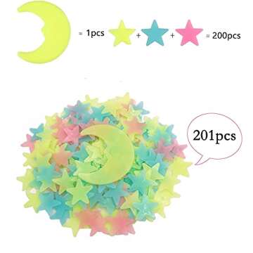 200 Pcs Luminous Stars and Moon - Kids Room Decor