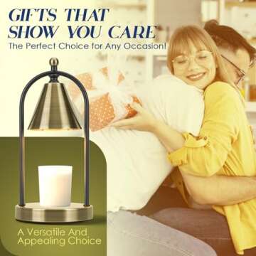 Soilsiu Candle Warmer Lamp with Timer, Electric Brass Candle Warmer Light for Bedroom, Dimmable Wax Melts Warmer for Candle Jars, Beside Lamp Gifts for Women Home Decor (2 Bulbs Included)