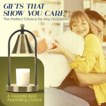 Soilsiu Candle Warmer Lamp with Timer, Electric Brass Candle Warmer Light for Bedroom, Dimmable Wax Melts Warmer for Candle Jars, Beside Lamp Gifts for Women Home Decor (2 Bulbs Included)