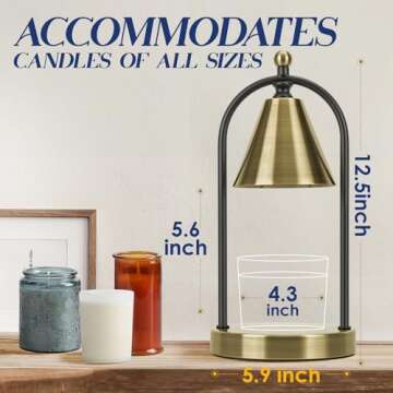 Soilsiu Candle Warmer Lamp with Timer, Electric Brass Candle Warmer Light for Bedroom, Dimmable Wax Melts Warmer for Candle Jars, Beside Lamp Gifts for Women Home Decor (2 Bulbs Included)