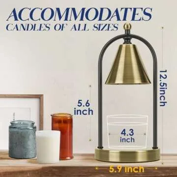 Soilsiu Candle Warmer Lamp with Timer, Electric Brass Candle Warmer Light for Bedroom, Dimmable Wax Melts Warmer for Candle Jars, Beside Lamp Gifts for Women Home Decor (2 Bulbs Included)