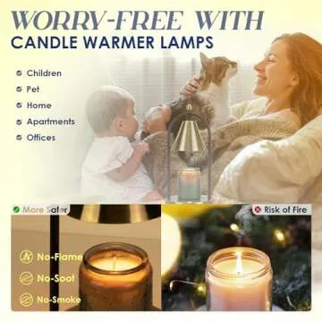 Soilsiu Candle Warmer Lamp with Timer, Electric Brass Candle Warmer Light for Bedroom, Dimmable Wax Melts Warmer for Candle Jars, Beside Lamp Gifts for Women Home Decor (2 Bulbs Included)