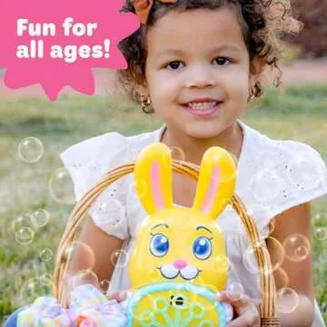 Move2Play, Easter Bunny Bubble Blower | Basket Stuffer | Bubble Machine | Toy for Toddlers, Boys and Girls | Indoor & Outdoor | Birthday Party | Summer Fun | Gift for Girl 1, 2, 3, 4+ Years Old