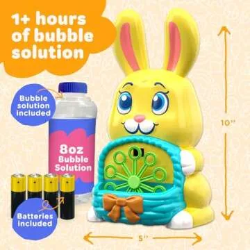 Move2Play, Easter Bunny Bubble Blower | Basket Stuffer | Bubble Machine | Toy for Toddlers, Boys and Girls | Indoor & Outdoor | Birthday Party | Summer Fun | Gift for Girl 1, 2, 3, 4+ Years Old