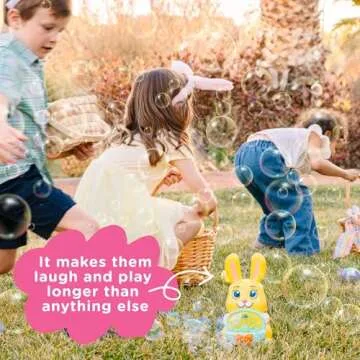 Move2Play, Easter Bunny Bubble Blower | Basket Stuffer | Bubble Machine | Toy for Toddlers, Boys and Girls | Indoor & Outdoor | Birthday Party | Summer Fun | Gift for Girl 1, 2, 3, 4+ Years Old