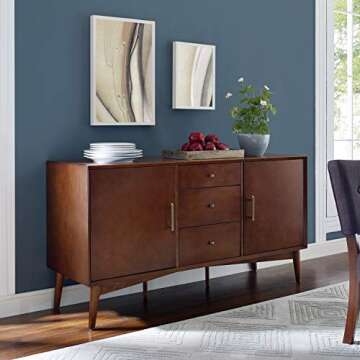 Crosley Furniture Landon Mid Century Sideboard Buffet Cabinet with Storage, Mahogany