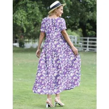 YESNO Women Casual Bohemian Floral Dress for Summer