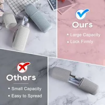 UCEC Toothbrush Travel Case, 8.2 inch Longer Travel Toothbrush Holder Case, Portable Travel Toothbrush Case for Traveling Camping Business Trip School Bathroom, 2 Pack (Blue, Grey)