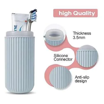 UCEC Toothbrush Travel Case, 8.2 inch Longer Travel Toothbrush Holder Case, Portable Travel Toothbrush Case for Traveling Camping Business Trip School Bathroom, 2 Pack (Blue, Grey)