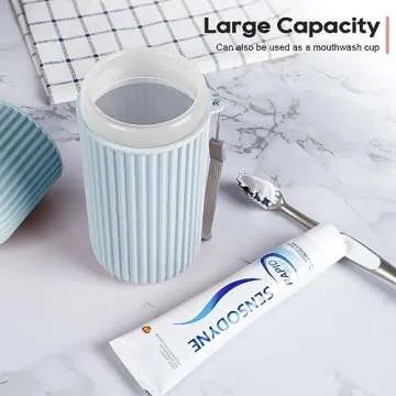 UCEC Toothbrush Travel Case, 8.2 inch Longer Travel Toothbrush Holder Case, Portable Travel Toothbrush Case for Traveling Camping Business Trip School Bathroom, 2 Pack (Blue, Grey)