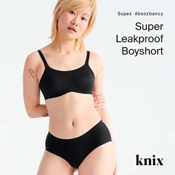 KNIX Super Leakproof No-Show Boyshort: Heavy Absorbency, Comfortable Fit, Machine Washable