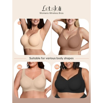 Comfortable LetsJoli Wireless Push Up Bra for Women