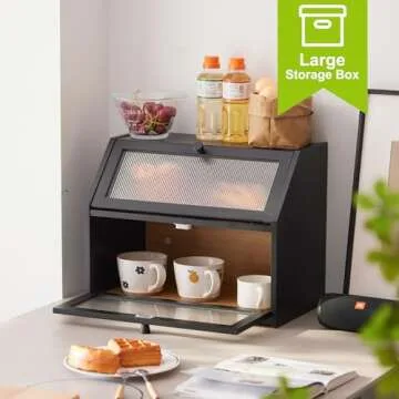 BMOSU Large Double Layer Bread Box for Kitchen Storage
