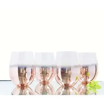 QuinnRose 18oz Rose Gold Stemless Wine Glass Set of 4