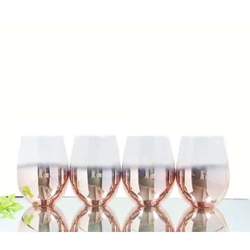 QuinnRose 18oz Rose Gold Stemless Wine Glass Set of 4