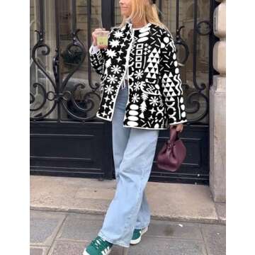 Yimoon Womens Quilted Jacket Lightweight Floral Print Padded Puffer Coat Button Down Puffy Cardigan Outwear