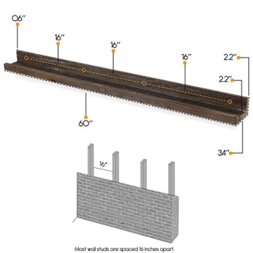 Elegant Paulownia Wood 60" Picture Ledge Shelf
