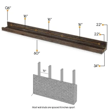 Elegant Paulownia Wood 60" Picture Ledge Shelf