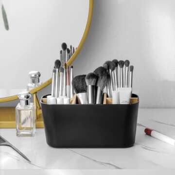 Eco-Friendly 5 Slot Bamboo Toothbrush Holder for Bathrooms