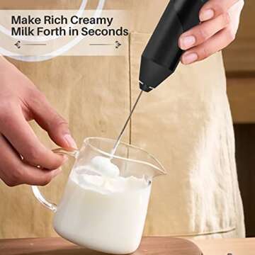 Hoocen Electric Milk Frother for Coffee, Portable Mixer