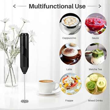 Hoocen Electric Milk Frother for Coffee, Portable Mixer