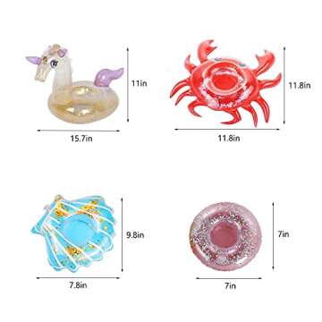 (10Pack) Suublg Inflatable Drink Holder for Pool, Inflatable Confetti Cup Holder Floats Coasters for...