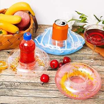 (10Pack) Suublg Inflatable Drink Holder for Pool, Inflatable Confetti Cup Holder Floats Coasters for Summer Pool Parties and Child Water Fun Bath Toys