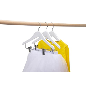 Quality Kids Wooden Pants Hangers with Clips and Hooks
