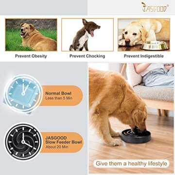 JASGOOD Slow Feeder Dog Bowl - Prevent Choking and Bloat