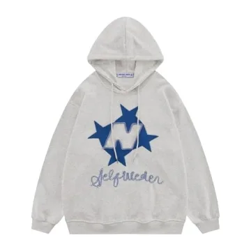 Aelfric Eden Y2k Graphic Oversized Hoodie - Star Embroidered Sweatshirt | Women Casual Vintage Pullo...