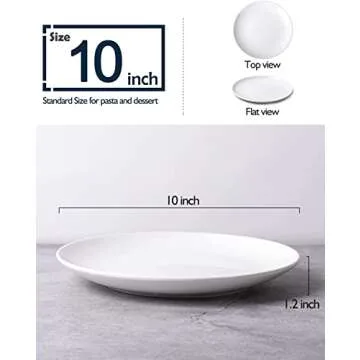 DELLING 10 inch White Dinner Plates Set, Porcelain Dessert/Salad Plate, Serving Dishes, Dinnerware S...