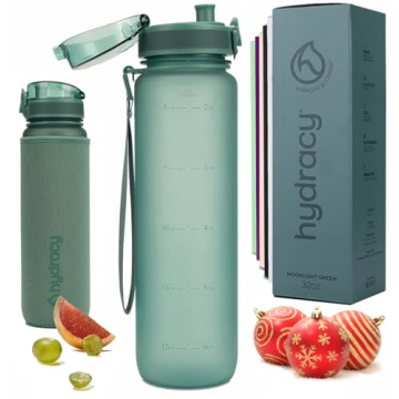 Hydracy Water Bottle with Time Marker 32 oz BPA Free Bottles