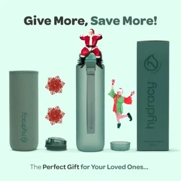 Hydracy Water Bottle with Time Marker 32 oz BPA Free Bottles