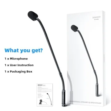 MRSDY Gooseneck Microphone, 23 Inch DJ Microphone for Audio Mixer, Professional XLR Wired Dynamic Mic, Extended Black Metal Noise Reduction Microphone, Supports 360° Rotation and Bending