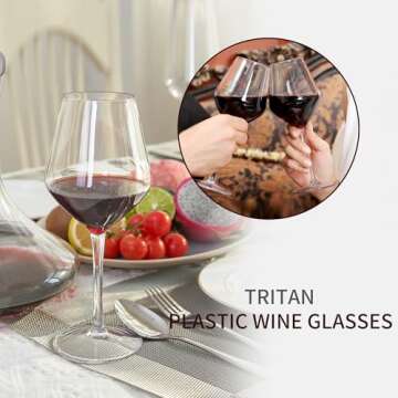 MICHLEY Unbreakable Stemmed Wine Glass 100% Tritan Plastic Dishwasher available Glassware 15 oz, Set...