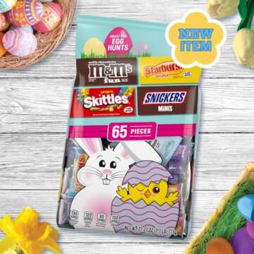 Mars M&M'S, SKITTLES, SNICKERS & STARBURST Easter Basket Stuffers Variety Pack, 65 Ct Bulk Bag