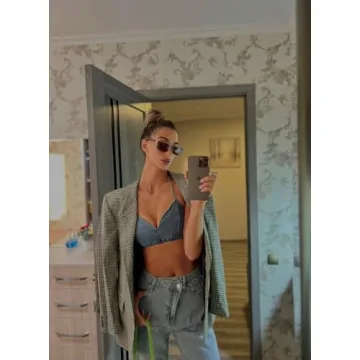 HDLTE Women Wide Leg Criss Cross Baggy Jeans for All Ages