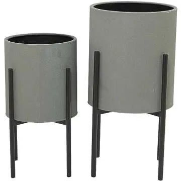 Deco 79 Modern Metal Planter Set - Indoor & Outdoor