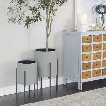 Deco 79 Modern Metal Planter Set - Indoor & Outdoor