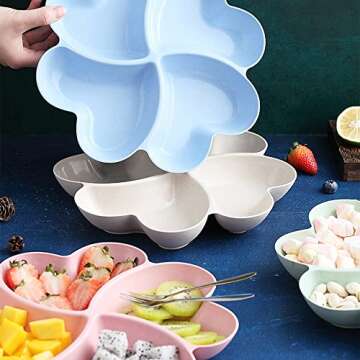 Incauca Divided Serving Tray, Appetizer Sectioned Platter, Dessert Serving Dish, Reusable Plastic Sn...