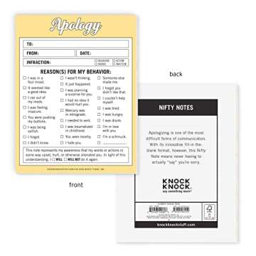 Knock Knock Apology Nifty Note, Checklist Memo Pad & Sorry Note, 4 x 5.25-inches