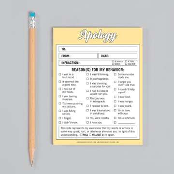 Knock Knock Apology Nifty Note, Checklist Memo Pad & Sorry Note, 4 x 5.25-inches