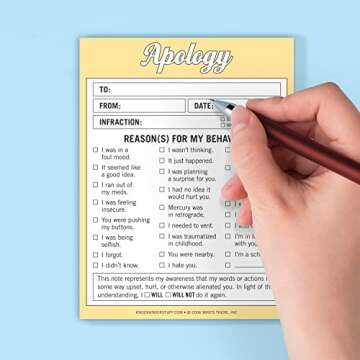 Knock Knock Apology Nifty Note, Checklist Memo Pad & Sorry Note, 4 x 5.25-inches