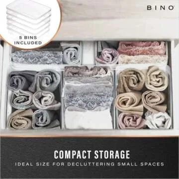 BINO X-Small Plastic Storage Bins 5 Pack - Clear Organizer Containers