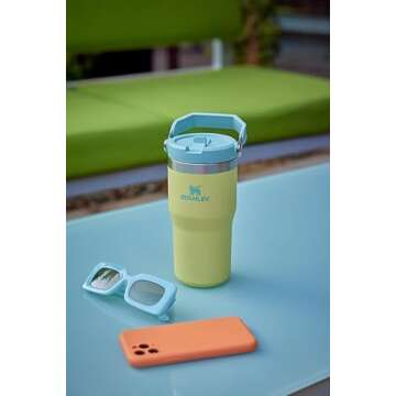 Stanley IceFlow Flip Straw Tumbler with Handle 20 oz | Twist On Lid and Flip Up Straw | Leak Resistant Water Bottle | Insulated Stainless Steel |BPA-Free | Pomelo
