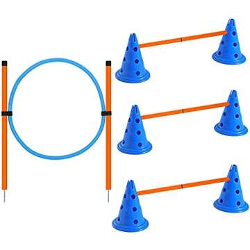XiaZ Dog Agility Hurdle Cone Set, Agility Equipments for Dog, Adjustable Agility Ladder Speed Traini...