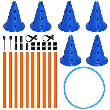 Adjustable Dog Agility Hurdle Cone Set for Training