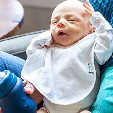 green sprouts Stay-dry Milk Catcher Bibs (3 Pack) | Collar absorbs milk to prevent rashes | Waterproof inner layer, Absorbent terry cotton, Machine washable, Navy - 6pk