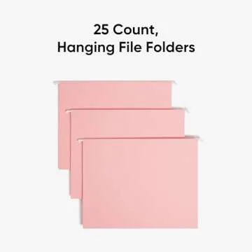 Smead Standard Hanging File Folders, 25 Count, Pink, 1/5-Cut Adjustable Tabs, Letter Size (64066)
