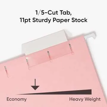 Smead Standard Hanging File Folders, 25 Count, Pink, 1/5-Cut Adjustable Tabs, Letter Size (64066)